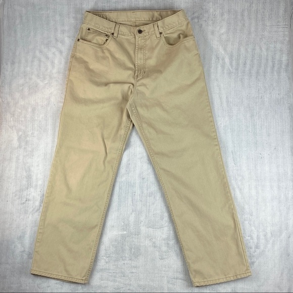 L.L. Bean Khaki Jeans Men's Sz 34 X 30 Straight Leg 100% Cotton - Picture 1 of 10